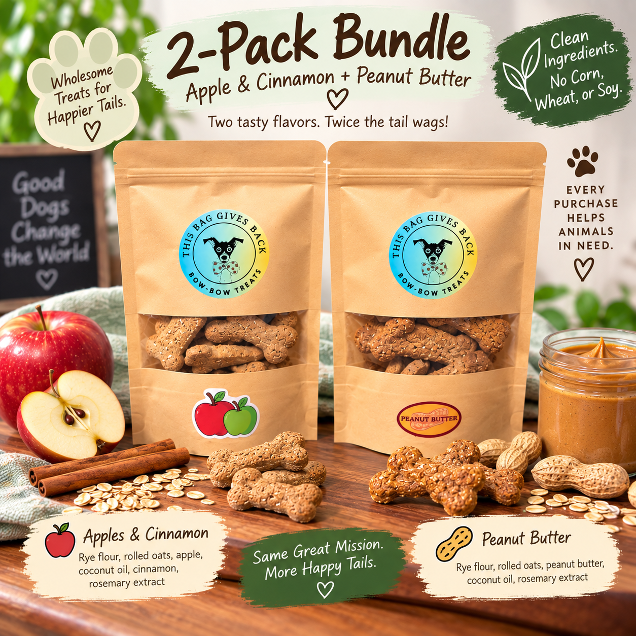 2-Pack Peanut Butter + Apples & Cinnamon Treats
